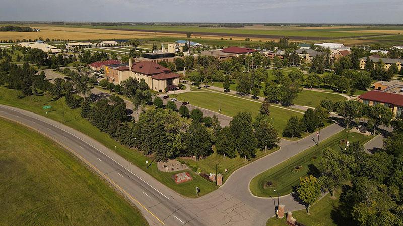Aerial view of campus from Highway 2