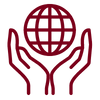 Hands holding world icon